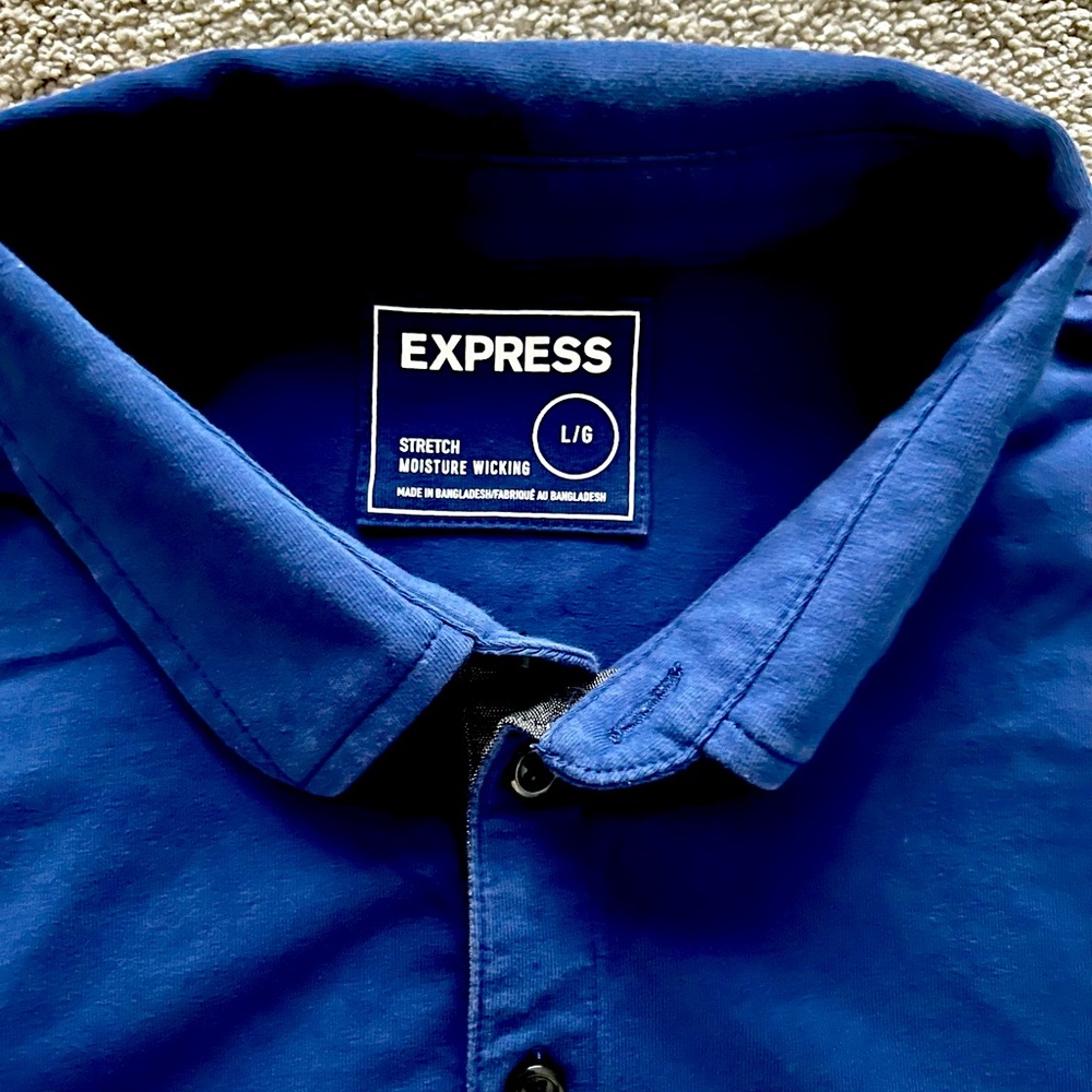NWOT Express Men’s Fitted Royal Blue Polo Shirt Size Large